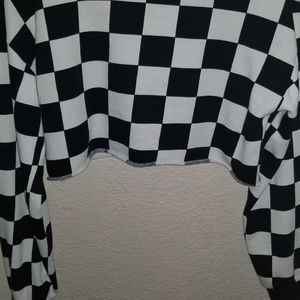 Black and white checkered crop shirt